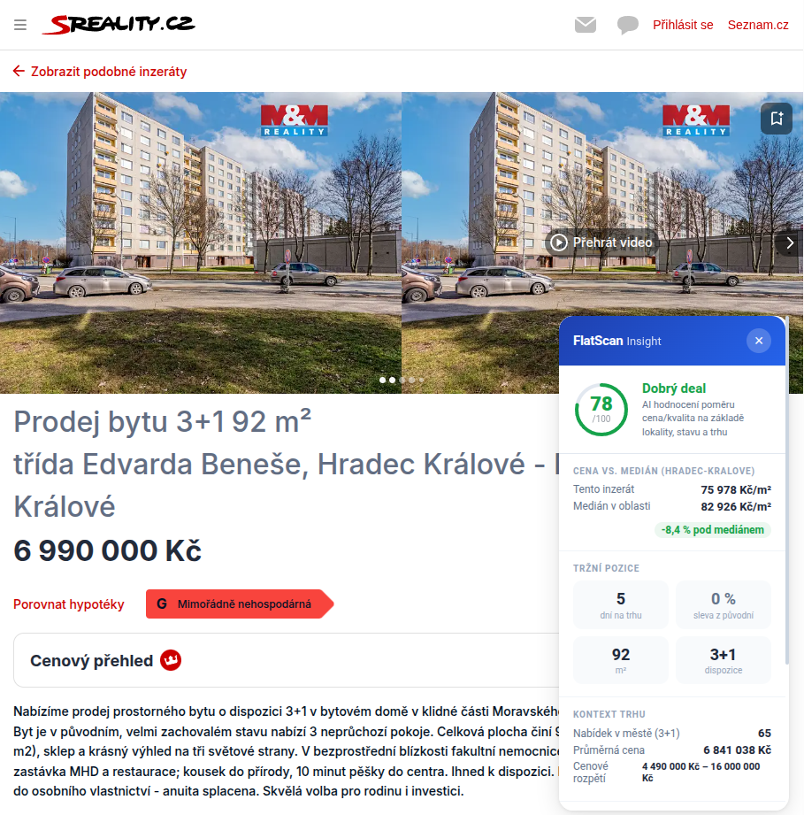 FlatScan Insight — detail inzerátu
